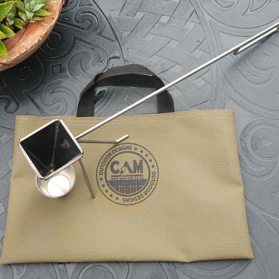 Flambadou with carry bag, stainless steel cup and stand for braai use